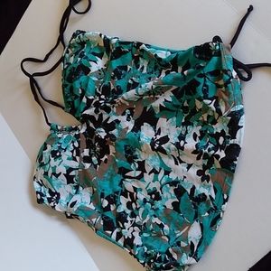 Tropical Escape Swim Top Floral Lightly Padded sz 12